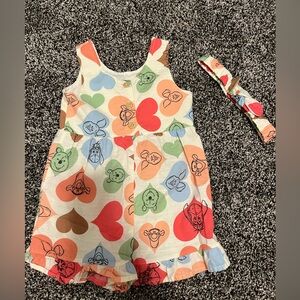 Disney Kids One Piece with Headband - Multicolor Hearts